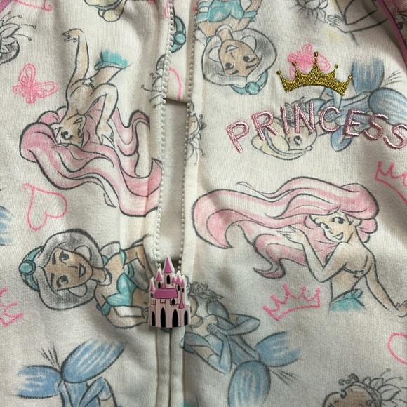 Disney princess jacket Girls size 7 Cream and pink zip up with castle zipper - Picture 7 of 16